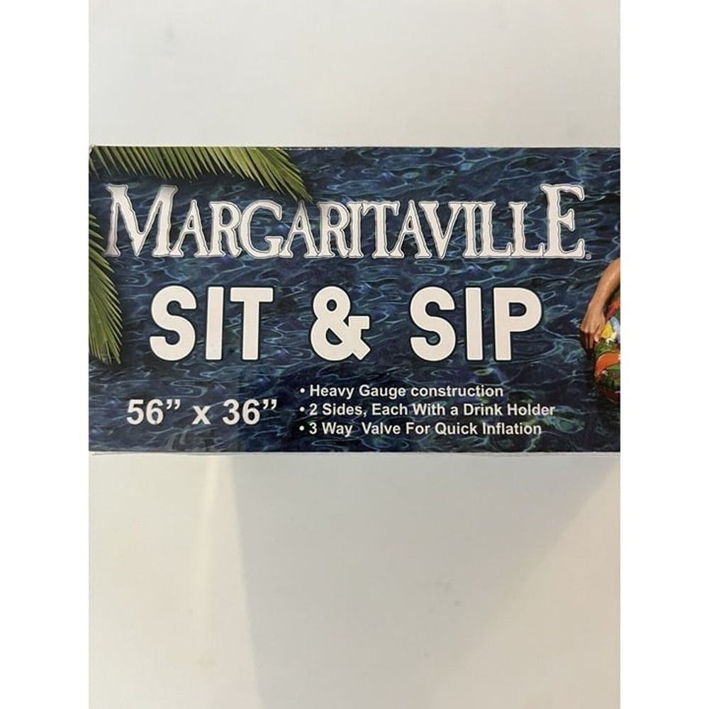 Margaritaville Sit & Sip Pool Float 56"x36" With Side Drink Holder New - Picture 6 of 6
